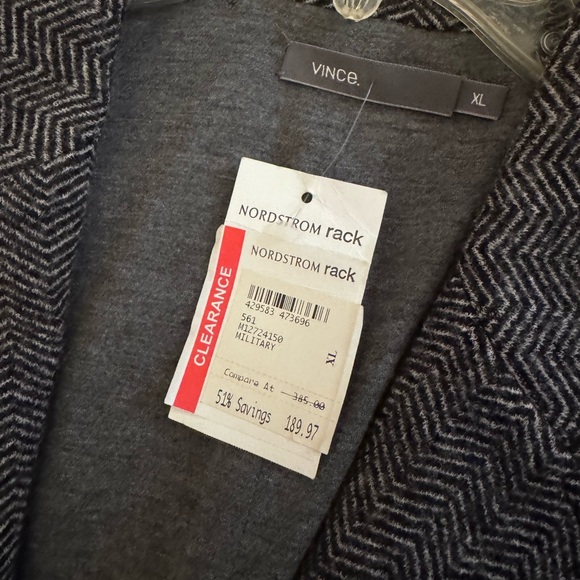 Vince Men’s Gray Herringbone Blazer Jacket XL Elbow Patch Casual Sport Coat NWT - Picture 8 of 10